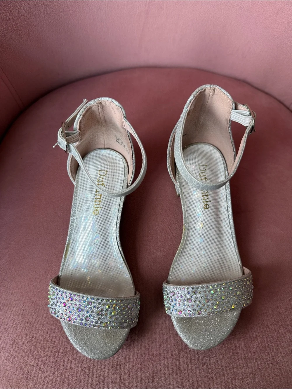 Girls Sparkling Rhinestone Ankle-Strap Dress Sandals